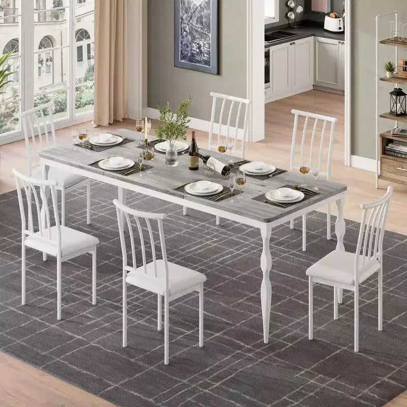 Table de salle à manger rectangulaire pour 6 personnes, table de cuisine rustique de 180 cm avec grand plateau