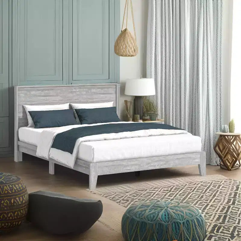 Lit de luxe Galano Queen Payne avec tête de lit Chêne gris poussiéreux