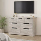 Commode à 7 tiroirs pour chambre à coucher, commode en bois de 118,9 cm de large avec poignées encastrées, organisateur de rangement pour vêtements, meuble TV pour couloir