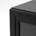 PexFix Grand buffet en chêne de 157,5 cm de long x 91,4 cm de haut avec 4 portes en verre, 2 étagères réglables pour cuisine, salon/salle à manger, chambre, entrée, noir