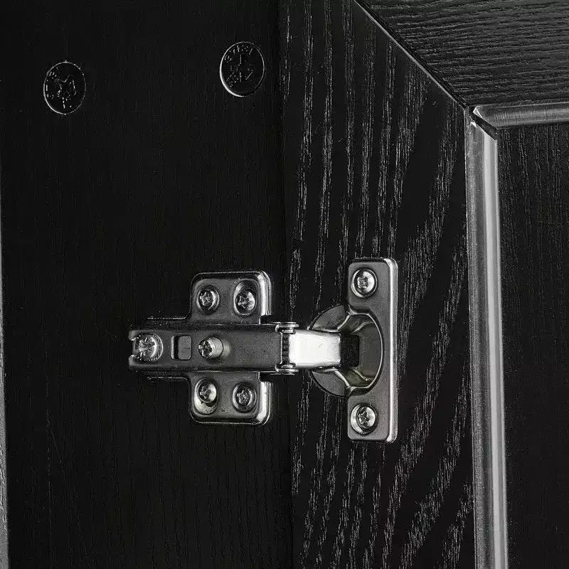 PexFix Grand buffet en chêne de 157,5 cm de long x 91,4 cm de haut avec 4 portes en verre, 2 étagères réglables pour cuisine, salon/salle à manger, chambre, entrée, noir