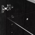 PexFix Grand buffet en chêne de 157,5 cm de long x 91,4 cm de haut avec 4 portes en verre, 2 étagères réglables pour cuisine, salon/salle à manger, chambre, entrée, noir