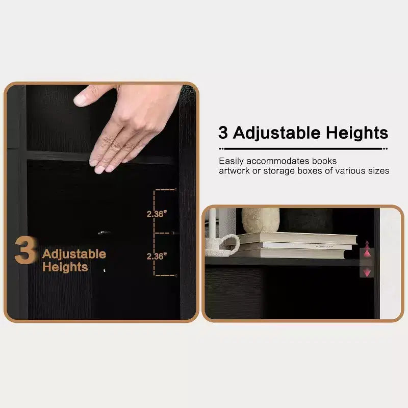 Étagère à 6 niveaux Acekool avec porte et 3 tiroirs, bibliothèque haute de 180 cm, 3 étagères ouvertes, armoire de rangement, pour bureau à domicile ou chambre à coucher