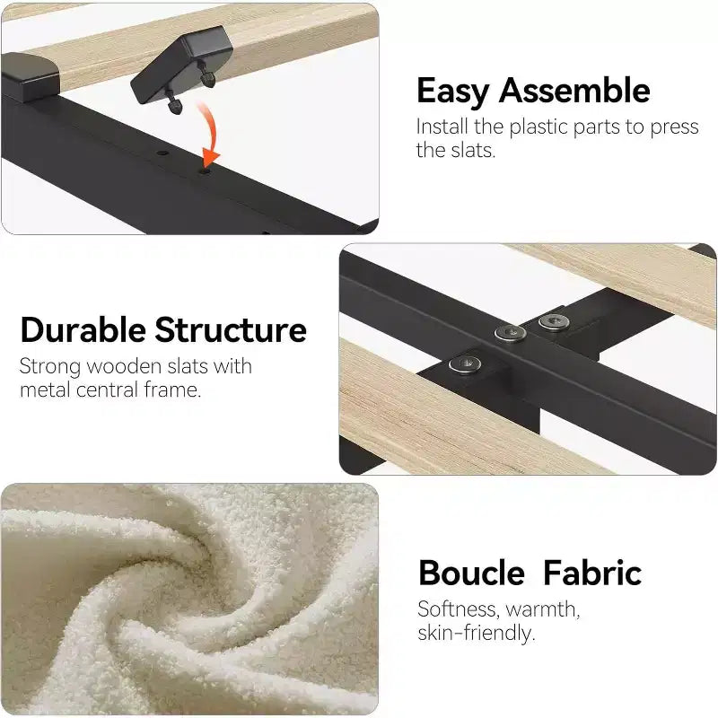Cadre de lit double/double XL COZONY avec tiroirs de rangement