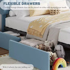 Cadre de lit double/double XL COZONY avec tiroirs de rangement