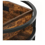 Table basse ronde relevable avec rangement et compartiment caché, petite table centrale de ferme en bois