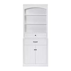 Meuble de rangement de salle de bain Okak en blanc mat avec 3 étagères, 2 tiroirs et 2 portes, armoire de salle de bain anti-basculement
