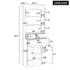 Meuble de rangement de salle de bain Okak en blanc mat avec 3 étagères, 2 tiroirs et 2 portes, armoire de salle de bain anti-basculement