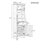 Meuble de salle de bain autoportant Okak avec 3 tiroirs, meuble de rangement haut, meuble de sol de salle de bain avec étagères réglables pour salon/bureau, blanc