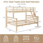 Lit superposé MAYEERTY deux places avec échelle, cadre en bois avec barrière de sécurité haute pour enfants, pas besoin de sommier.