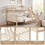 Lit superposé MAYEERTY deux places avec échelle, cadre en bois avec barrière de sécurité haute pour enfants, pas besoin de sommier.