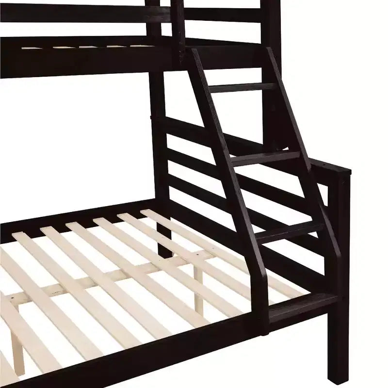 Lit superposé MAYEERTY deux places avec échelle, cadre en bois avec barrière de sécurité haute pour enfants, pas besoin de sommier.