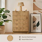 COZONY Commode haute à 5 tiroirs en bois cannelé ondulé, tiroirs de rangement modernes pour salon, chambre d'enfant, crèche