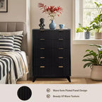COZONY Commode haute à 5 tiroirs en bois cannelé ondulé, tiroirs de rangement modernes pour salon, chambre d'enfant, crèche