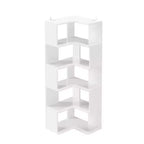 Karl Home Corner Book Shelf, White 6 Tiers , L-Shaped