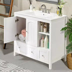 Meuble-lavabo Karl Home blanc sans plateau ni lavabo
