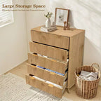 Commode 5 tiroirs pour chambre à coucher, commode en bois à panneaux cannelés Rangement et organisation pour salon, placard, couloir
