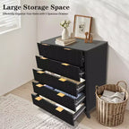 Commode 5 tiroirs pour chambre à coucher, commode en bois à panneaux cannelés Rangement et organisation pour salon, placard, couloir