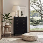 Commode 5 tiroirs pour chambre à coucher, commode en bois à panneaux cannelés Rangement et organisation pour salon, placard, couloir