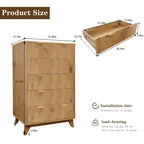 Commode 5 tiroirs pour chambre à coucher, commode en bois à panneaux cannelés Rangement et organisation pour salon, placard, couloir