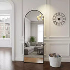 64x21 Full Length Mirror, Wall Mirrors Hanging or Leaning Arched-Top Full Body Mirror with Stand for Bedroom, Dressing Room, Black