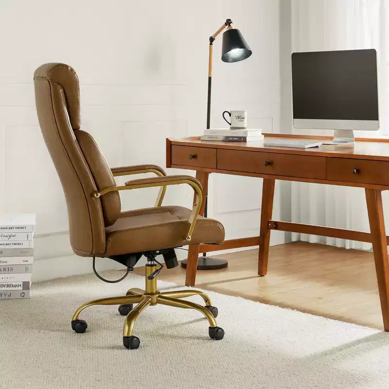 Chaise de bureau ergonomique pivotante à 360 degrés Norbert Mid-century avec support lombaire | HULALA HOME
