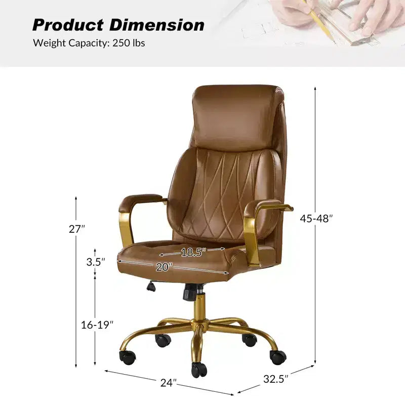 Chaise de bureau ergonomique pivotante à 360 degrés Norbert Mid-century avec support lombaire | HULALA HOME