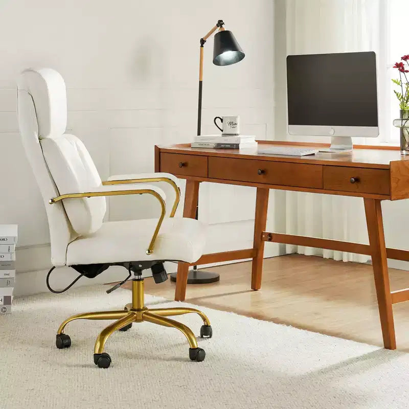 Chaise de bureau ergonomique pivotante à 360 degrés Norbert Mid-century avec support lombaire | HULALA HOME
