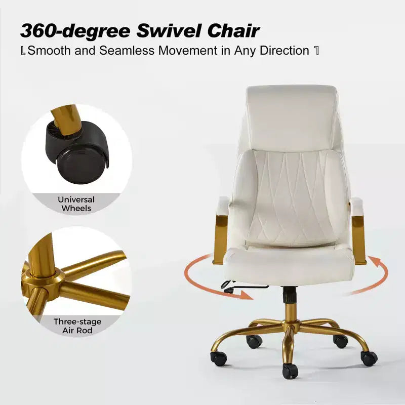 Chaise de bureau ergonomique pivotante à 360 degrés Norbert Mid-century avec support lombaire | HULALA HOME