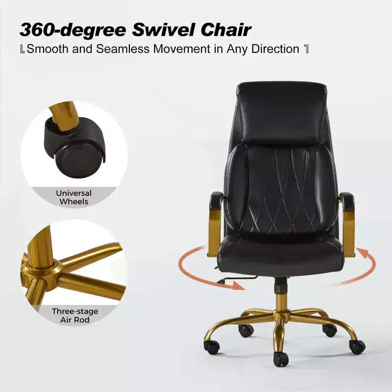 Chaise de bureau ergonomique pivotante à 360 degrés Norbert Mid-century avec support lombaire | HULALA HOME