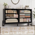 Commode double à 6 tiroirs pour chambre à coucher, tiroir large avec rangement autonome, commode de rangement en bois pour chambre à coucher, couloir et entrée