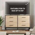 Commode double à 6 tiroirs pour chambre à coucher, tiroir large avec rangement autonome, commode de rangement en bois pour chambre à coucher, couloir et entrée