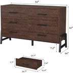 Commode double à 6 tiroirs pour chambre à coucher, tiroir large avec rangement autonome, commode de rangement en bois pour chambre à coucher, couloir et entrée