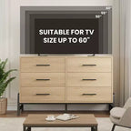 Commode double à 6 tiroirs pour chambre à coucher, tiroir large avec rangement autonome, commode de rangement en bois pour chambre à coucher, couloir et entrée