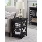 HomeStock Belmont Diamond End Table with Three Spacious Shelves, Contemporary Cut Out Design, Multi Purpose Storage Accent Table for Home Dcor
