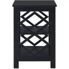 Table d'appoint HomeStock Belmont Diamond à trois étagères spacieuses, design contemporain découpé, table d'appoint de rangement polyvalente pour la décoration intérieure