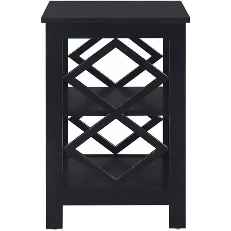 Table d'appoint HomeStock Belmont Diamond à trois étagères spacieuses, design contemporain découpé, table d'appoint de rangement polyvalente pour la décoration intérieure