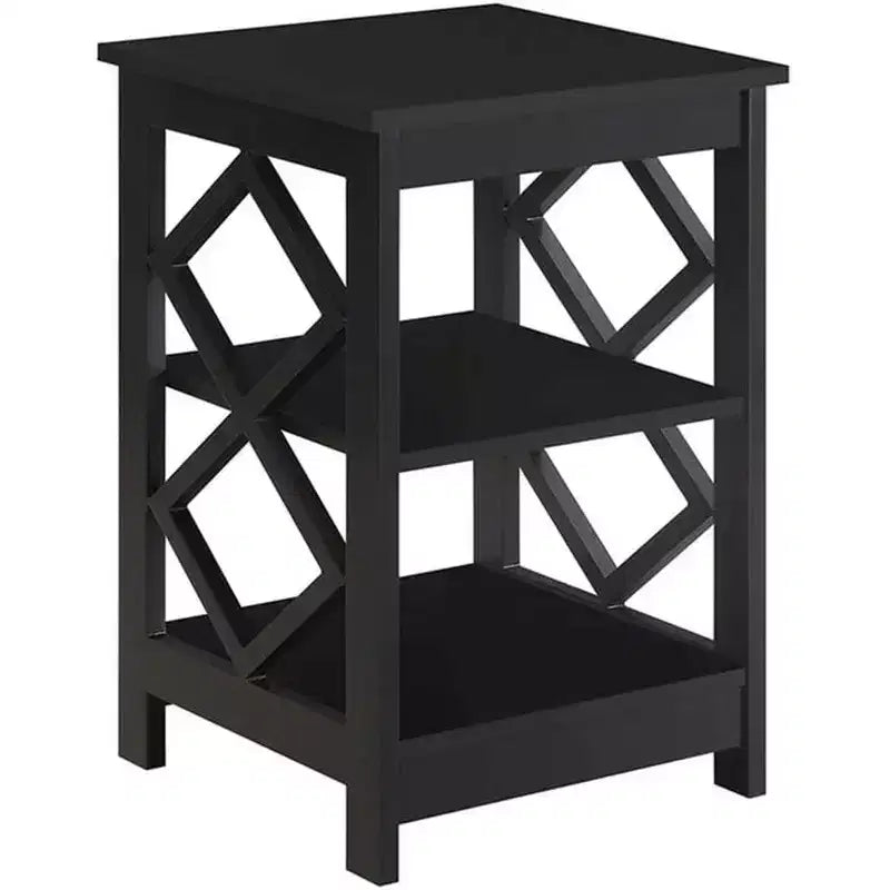 Table d'appoint HomeStock Belmont Diamond à trois étagères spacieuses, design contemporain découpé, table d'appoint de rangement polyvalente pour la décoration intérieure