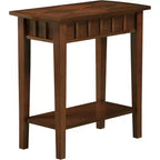 Table d'appoint avec étagère Belmont HomeStock, plateau en forme de losange, table d'appoint de rangement moderne à deux niveaux, pieds fuselés en bois d'hévéa pour bureau à domicile