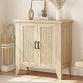 Rattan Sideboard Buffet Cabinet, Small Storage Cabinet with Doors and Shelves, Wood Accent Console Cabinet for Living Room, Dining Room, Kitchen