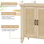 Buffet en rotin, petit meuble de rangement avec portes et étagères, console d'appoint en bois pour salon, salle à manger, cuisine