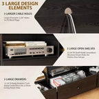 Meuble TV de 178 cm pour TV jusqu'à 203 cm, Console multimédia en bois avec 3 tiroirs de rangement et 3 étagères ouvertes pour salon et chambre