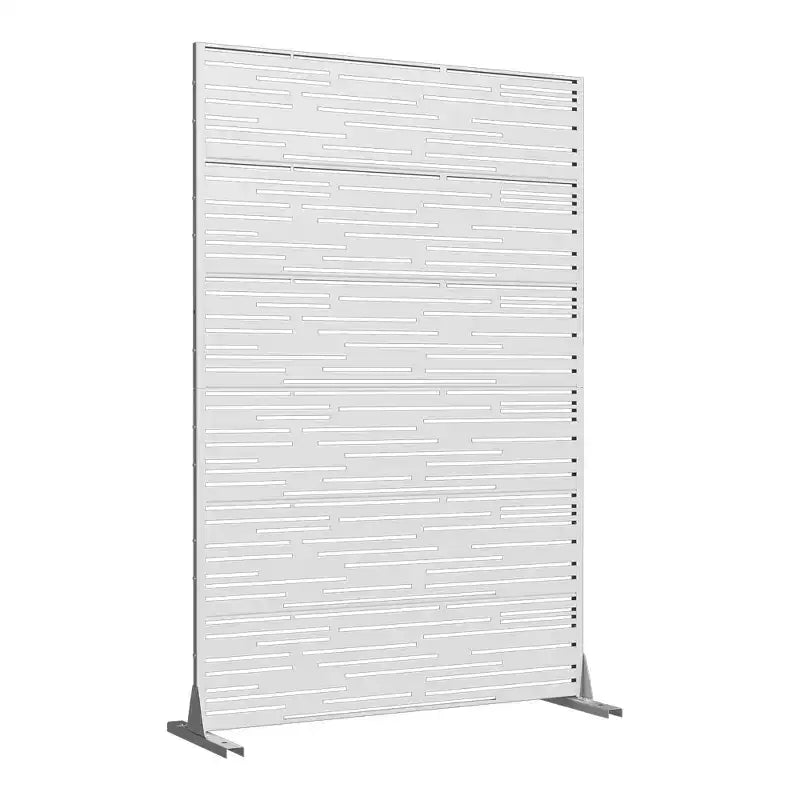 MAYEERTY Écrans métalliques blancs type ombre et lumière Séparateur extérieur et intérieur avec paravent décoratif autoportant pour balcon