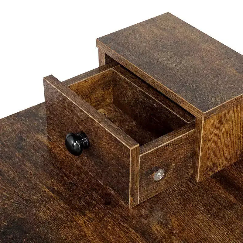 Ensemble de coiffeuse quatre tiroirs en mélamine stratifiée avec pieds en bois massif et plateau en panneau de densité Fire Cloud