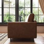 80.31 Canapé 3 places en similicuir style Mid-Century Modern, avec pieds métalliques robustes et cadre en bois massif, pour salon et appartement, marron Gaoyangjiaju