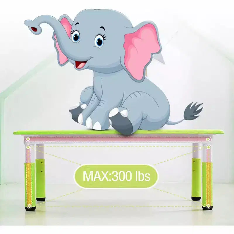 Table et 6 chaises pour enfants GustoWave, ensemble de table et 6 chaises pour tout-petits réglables en hauteur de 119 cm avec pieds antidérapants