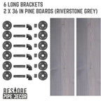 Étagères Riverstone grises de 36 po avec supports en L par Pipe Decor