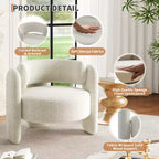 Fauteuil moderne en tissu chenille, fauteuil rond confortable avec dossier ouvert et assise latérale à coins arrondis, adapté pour chambre/bureau/café