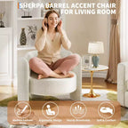 Fauteuil moderne en tissu chenille, fauteuil rond confortable avec dossier ouvert et assise latérale à coins arrondis, adapté pour chambre/bureau/café