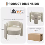 Fauteuil moderne en tissu chenille, fauteuil rond confortable avec dossier ouvert et assise latérale à coins arrondis, adapté pour chambre/bureau/café